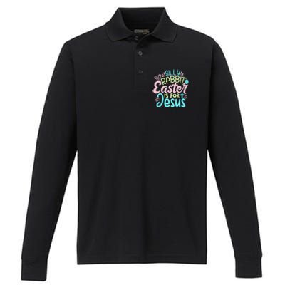 Colorful Silly Rabbit Easter Is For Jesus Christ Funny Performance Long Sleeve Polo