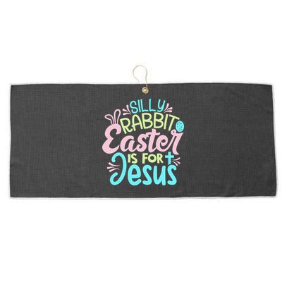 Colorful Silly Rabbit Easter Is For Jesus Christ Funny Large Microfiber Waffle Golf Towel