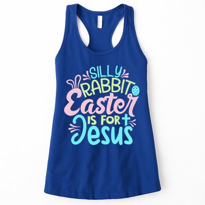 Colorful Silly Rabbit Easter Is For Jesus Christ Funny Womens Tank Top
