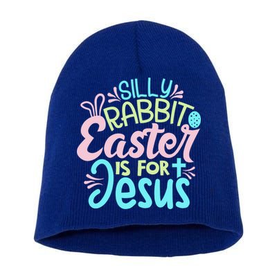 Colorful Silly Rabbit Easter Is For Jesus Christ Funny Short Acrylic Beanie