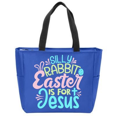 Colorful Silly Rabbit Easter Is For Jesus Christ Funny Zip Tote Bag