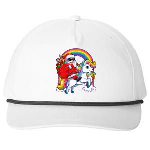 Christmas Santa Riding Unicorn Xmas Women Rainbow Short Sleeve Snapback Five-Panel Rope Hat