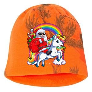 Christmas Santa Riding Unicorn Xmas Women Rainbow Short Sleeve Kati - Camo Knit Beanie