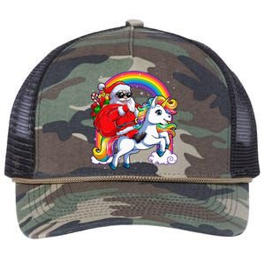 Christmas Santa Riding Unicorn Xmas Women Rainbow Short Sleeve Retro Rope Trucker Hat Cap