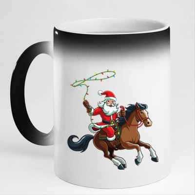 Cowboy Santa Riding A Horse Christmas Funny  11oz Black Color Changing Mug