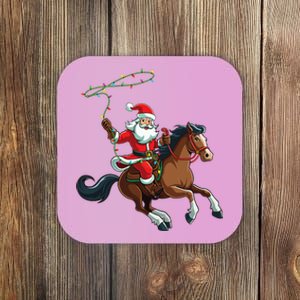 Cowboy Santa Riding A Horse Christmas Funny  Coaster