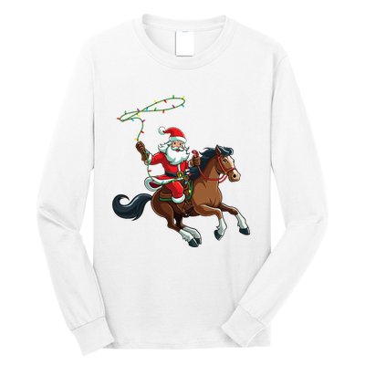 Cowboy Santa Riding A Horse Christmas Funny  Long Sleeve Shirt