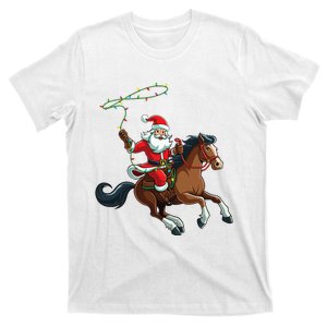 Cowboy Santa Riding A Horse Christmas Funny  T-Shirt