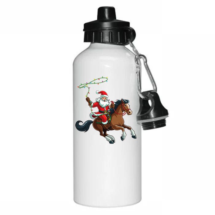 Cowboy Santa Riding A Horse Christmas Funny  Aluminum Water Bottle