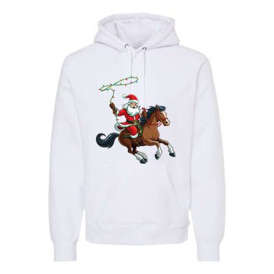 Cowboy Santa Riding A Horse Christmas Funny  Premium Hoodie