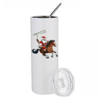 Cowboy Santa Riding A Horse Christmas Funny  Stainless Steel Tumbler