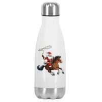 Cowboy Santa Riding A Horse Christmas Funny  Stainless Steel Insulated Water Bottle