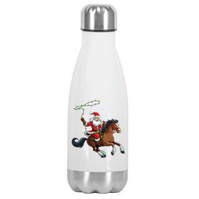 Cowboy Santa Riding A Horse Christmas Funny  Stainless Steel Insulated Water Bottle