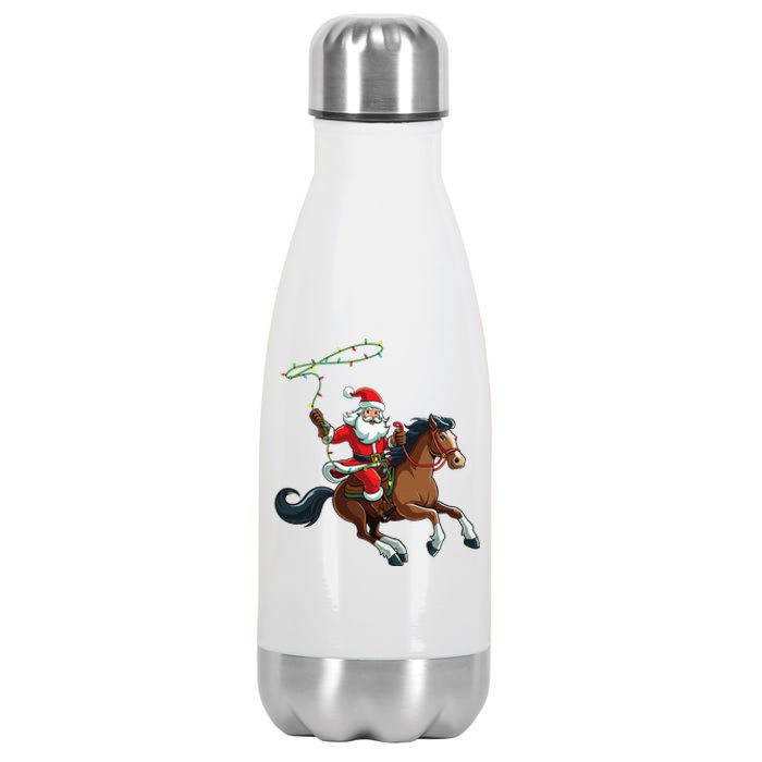 Cowboy Santa Riding A Horse Christmas Funny  Stainless Steel Insulated Water Bottle