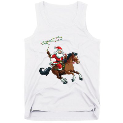 Cowboy Santa Riding A Horse Christmas Funny  Tank Top