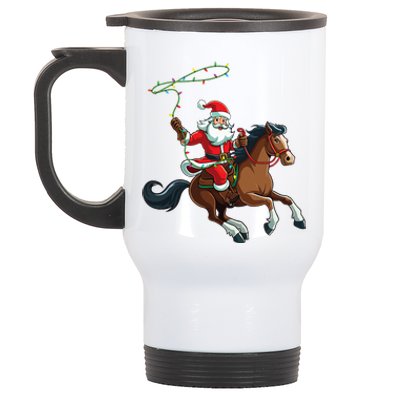 Cowboy Santa Riding A Horse Christmas Funny  Stainless Steel Travel Mug