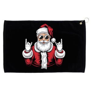 Christmas Santa Rock Funny Santa Claus Xmas Rocker Gift Grommeted Golf Towel