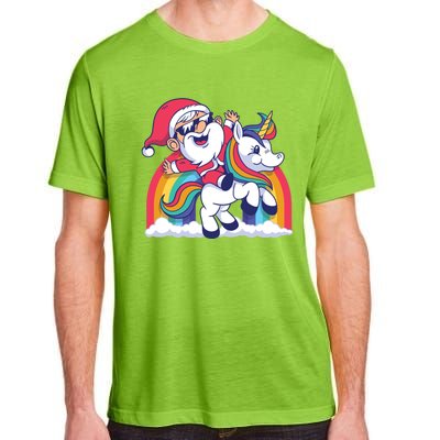 Christmas Santa Riding Unicorn Merry Xmas Gift Adult ChromaSoft Performance T-Shirt