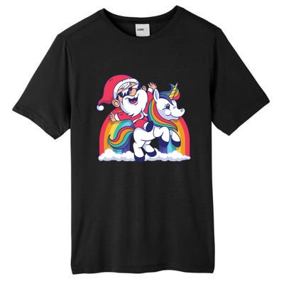 Christmas Santa Riding Unicorn Merry Xmas Gift Tall Fusion ChromaSoft Performance T-Shirt