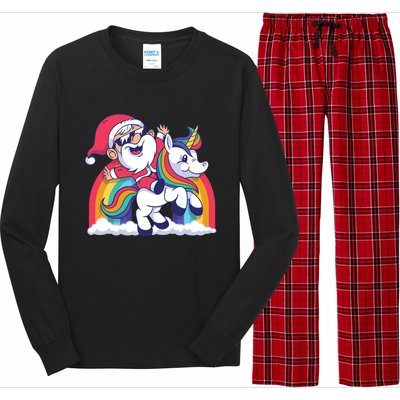 Christmas Santa Riding Unicorn Merry Xmas Gift Long Sleeve Pajama Set