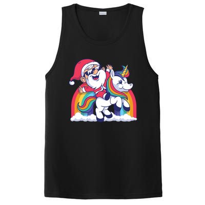 Christmas Santa Riding Unicorn Merry Xmas Gift PosiCharge Competitor Tank