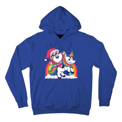 Christmas Santa Riding Unicorn Merry Xmas Gift Hoodie