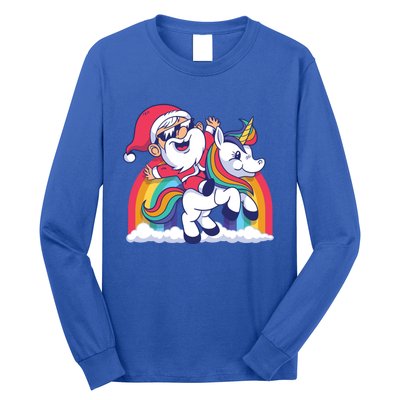 Christmas Santa Riding Unicorn Merry Xmas Gift Long Sleeve Shirt