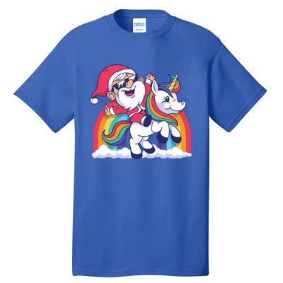 Christmas Santa Riding Unicorn Merry Xmas Gift Tall T-Shirt