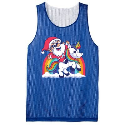 Christmas Santa Riding Unicorn Merry Xmas Gift Mesh Reversible Basketball Jersey Tank