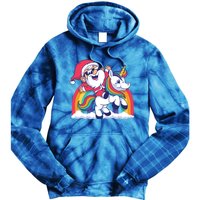 Christmas Santa Riding Unicorn Merry Xmas Gift Tie Dye Hoodie