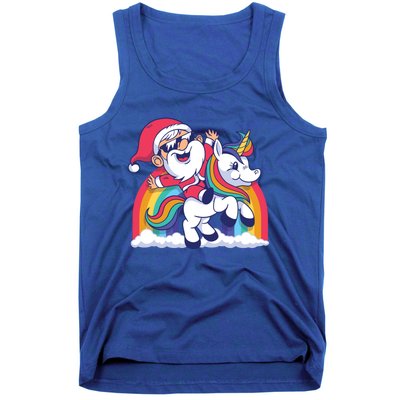 Christmas Santa Riding Unicorn Merry Xmas Gift Tank Top