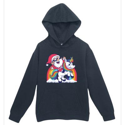 Christmas Santa Riding Unicorn Merry Xmas Gift Urban Pullover Hoodie