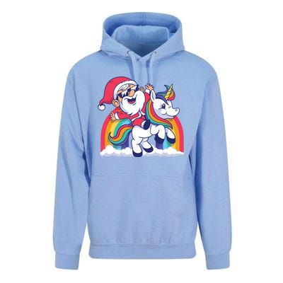 Christmas Santa Riding Unicorn Merry Xmas Gift Unisex Surf Hoodie