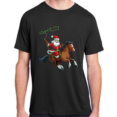 Cowboy Santa Riding A Horse Christmas Funny Adult ChromaSoft Performance T-Shirt