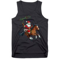 Cowboy Santa Riding A Horse Christmas Funny Tank Top