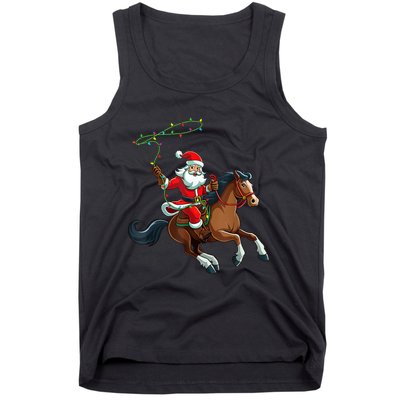 Cowboy Santa Riding A Horse Christmas Funny Tank Top