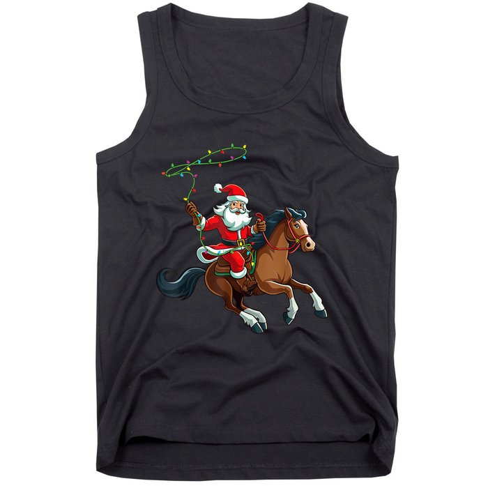 Cowboy Santa Riding A Horse Christmas Funny Tank Top