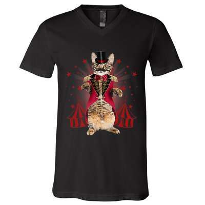 Circus S Ringmaster Cat Ringmaster Costume V-Neck T-Shirt