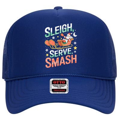 Christmas Sleigh Serve Smash Pickleball Santa Fun Gift High Crown Mesh Back Trucker Hat