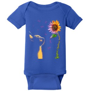 Cat Sunflower Sjogren's Syndrome Awareness Gift Baby Bodysuit