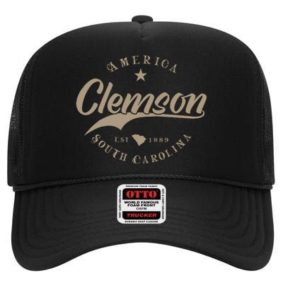 Clemson Sc South Carolina High Crown Mesh Back Trucker Hat