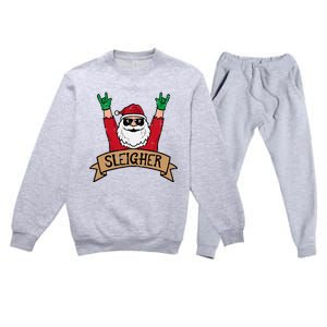 Christmas Sleigher Santa Rock Xmas Rocker Premium Crewneck Sweatsuit Set