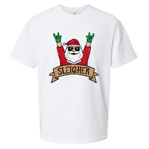 Christmas Sleigher Santa Rock Xmas Rocker Sueded Cloud Jersey T-Shirt