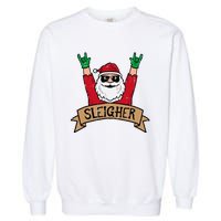 Christmas Sleigher Santa Rock Xmas Rocker Garment-Dyed Sweatshirt