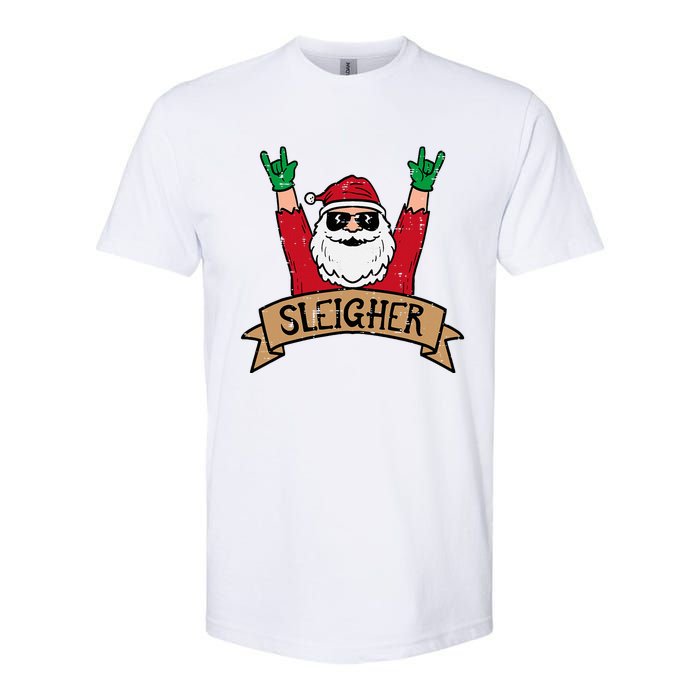 Christmas Sleigher Santa Rock Xmas Rocker Softstyle CVC T-Shirt