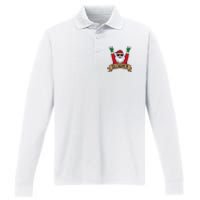 Christmas Sleigher Santa Rock Xmas Rocker Performance Long Sleeve Polo