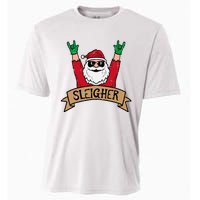 Christmas Sleigher Santa Rock Xmas Rocker Cooling Performance Crew T-Shirt