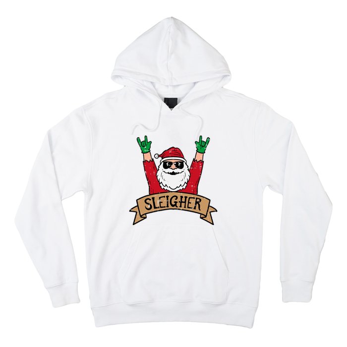 Christmas Sleigher Santa Rock Xmas Rocker Hoodie