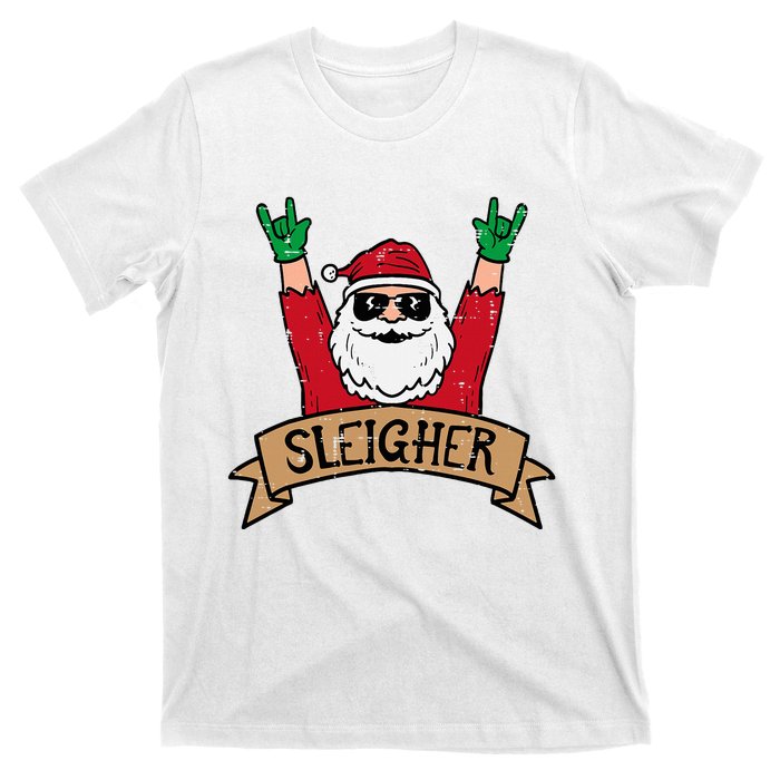 Christmas Sleigher Santa Rock Xmas Rocker T-Shirt