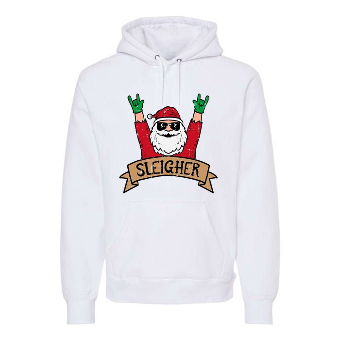 Christmas Sleigher Santa Rock Xmas Rocker Premium Hoodie